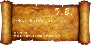 Tokai Balázs névjegykártya